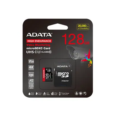 ADATA MicroSD kártya - 128GB microSDXC UHS-I U3 Class10 A2 V30S High Endurance (R/W: 100/85 MB/s, 24/7 record) + adapter – 2. kép