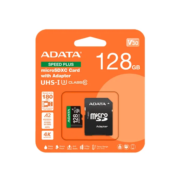 ADATA MicroSD kártya - 128GB microSDXC UHS-I U3 Class10 A2 V30 (R/W: 180/160 MB/s) + adapter – 2. kép
