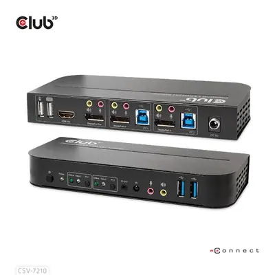 Club 3D KVM Switch - CSV-7210 (Dual DisplayPort, 4K60Hz, HDMI, KVM, IR távirányító) – 2. kép