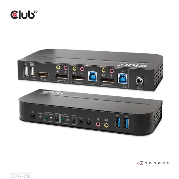 Club 3D KVM Switch - CSV-7210 (Dual DisplayPort, 4K60Hz, HDMI, KVM, IR távirányító) – 2. kép