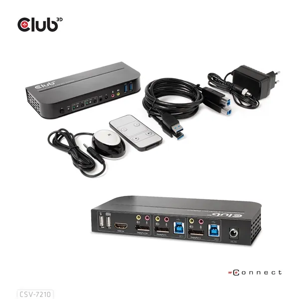 Club 3D KVM Switch - CSV-7210 (Dual DisplayPort, 4K60Hz, HDMI, KVM, IR távirányító) – 4. kép