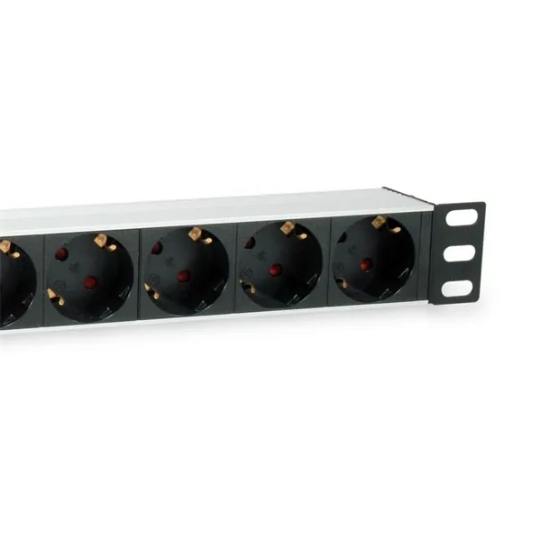 Equip Hálózati Elosztó - 333292 (Schuko, 9 Schuko, Rack 1U, 1,8m kábel, aluminium, fekete) – 4. kép