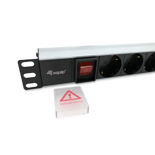 Equip Hálózati Elosztó - 333293 (Schuko, 8 Schuko, Rack 1U, 1,8m kábel, aluminium, fekete) – 2. kép
