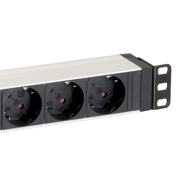 Equip Hálózati Elosztó - 333293 (Schuko, 8 Schuko, Rack 1U, 1,8m kábel, aluminium, fekete) – 4. kép