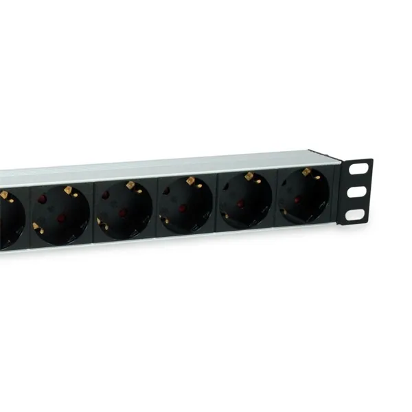 Equip Hálózati Elosztó - 333309 (Schuko, 7 Schuko, Rack 1U, túlfeszültség védelett, 1,8m kábel, aluminium, fekete) – 4. kép
