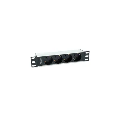 Equip Hálózati Elosztó - 333311 (Schuko, 4x Schuko, Rack 1U, 1,8m kábel, aluminium, fekete)