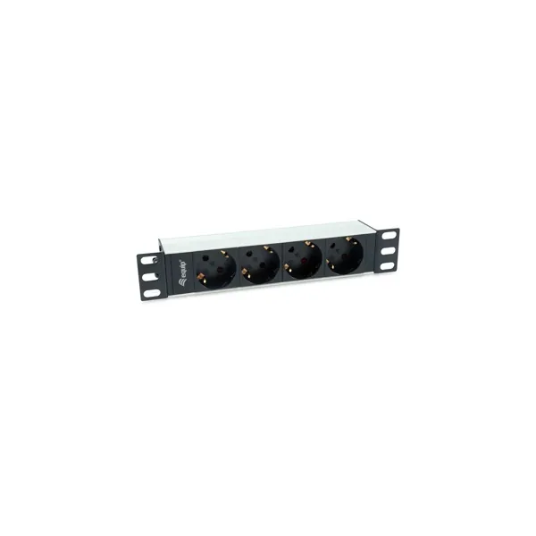 Equip Hálózati Elosztó - 333311 (Schuko, 4x Schuko, Rack 1U, 1,8m kábel, aluminium, fekete)