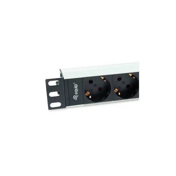 Equip Hálózati Elosztó - 333311 (Schuko, 4x Schuko, Rack 1U, 1,8m kábel, aluminium, fekete) – 2. kép