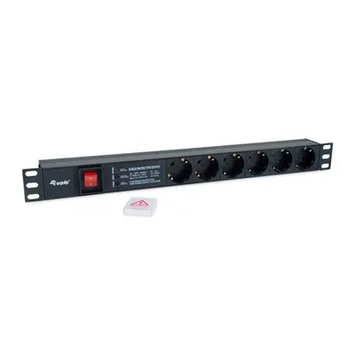 Equip Hálózati Elosztó - 333317 (Schuko, 6 Schuko, túlfeszültség védett, Rack 1U, 1,8m kábel, fekete) – 2. kép