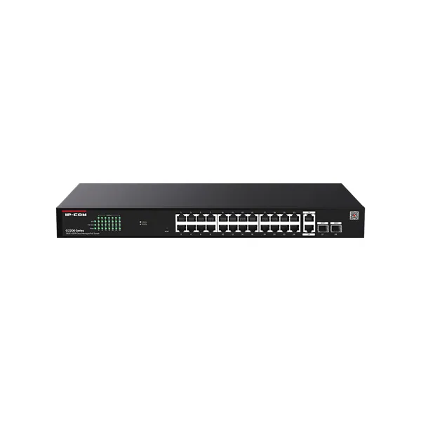 IP-COM Switch Menedzselhető PoE - G2228P-24-410W (24x1Gbps + 2x1Gbps Uplink + 2xSFP; 24af/at PoE+ port; 410W; rack)