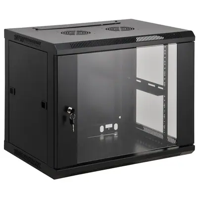 Manhattan Rackszekrény - 19" fali kivitel (6U, 370 (h) x 600 (w) x 600 (d) mm, Összeszerelt, Fekete) – 2. kép