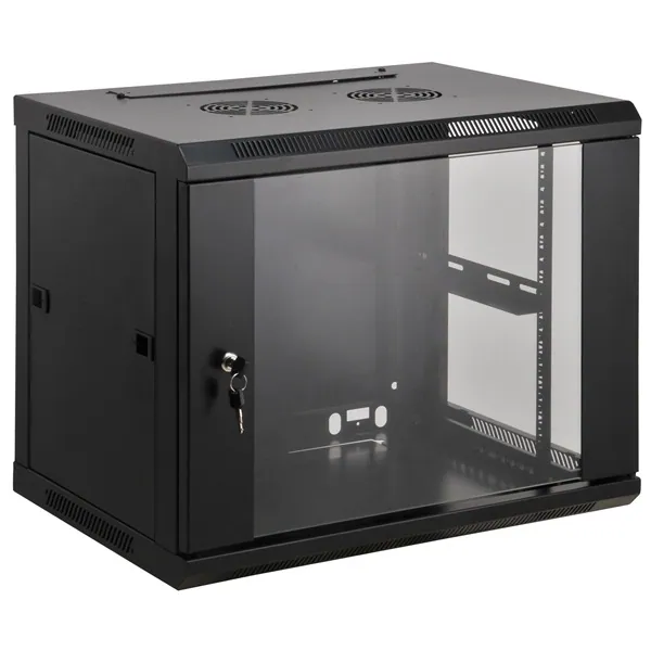 Manhattan Rackszekrény - 19" fali kivitel (6U, 370 (h) x 600 (w) x 600 (d) mm, Összeszerelt, Fekete) – 2. kép