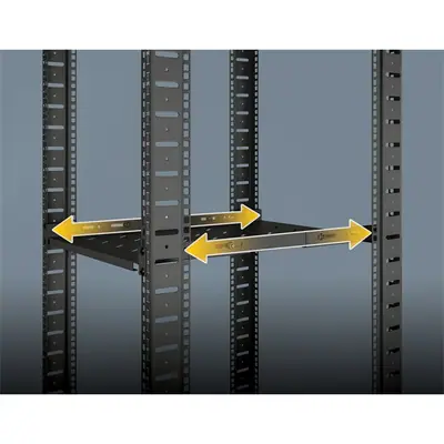 Manhattan Rackszekrény polc - 714082 (19", 1U, fix rögzítés, változtatható sínekkel: 350 - 550 mm mély, 20kg, fekete) – 2. kép