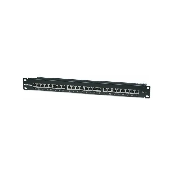 Manhattan Patch panel - CAT6 FTP árnyékolt patch panel, 24 portos, 1U, Fekete