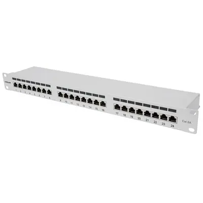Manhattan Patch panel - CAT6A FTP árnyékolt patch panel, 24 portos, 1U, Szürke