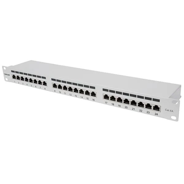 Manhattan Patch panel - CAT6A FTP árnyékolt patch panel, 24 portos, 1U, Szürke