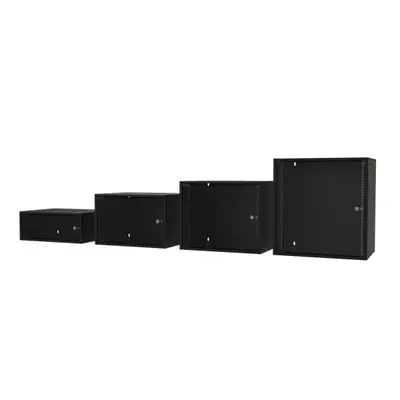S-Link Rackszekrény - 12U 19" fali kivitel (540x530x400mm, ablakos, Flatpack, Fekete) – 2. kép