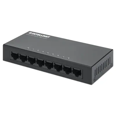 Manhattan Switch - 8 port, 100Mbps, fém ház, IEEE 802.3az, Fekete