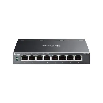 TP-Link Switch Menedzselhető PoE - ES208GP (Omada; 8x 1Gbps; 8x af/at PoE+ port; 64W)