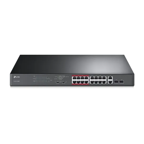 TP-Link Switch PoE - TL-SL1218MP (16port 100Mbps; 16 at/PoE+ port; 2x Combo SFP; 192W, 250m extended mode)