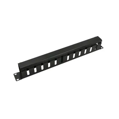 Walisec rackszekrény kiegészítő - CM-04 (Kábel rendező panel, Gyűrű panel fém takaróval, 1U(19"), fekete)