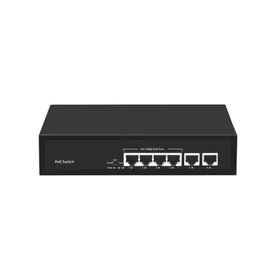 Walisec Switch  PoE - NS-PF04F20E (5port, 4x10/100 PoE Port, 2x10/100 Uplink, 65W, fekete)
