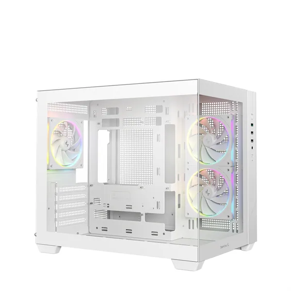 DeepCool Számítógépház - CG330 3F WH (fehér, ablakos, 3x12cm A-RGB, BTF, mATX, 2xUSB3.0, 1xUSB2.0) – 2. kép
