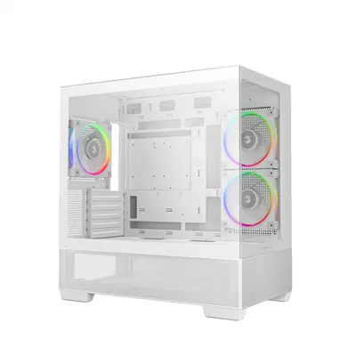DeepCool Számítógépház - CG380 3F WH (fehér, ablakos, 3x12cm A-RGB, BTF, mATX, 2xUSB3.0, 1xUSB2.0) – 2. kép