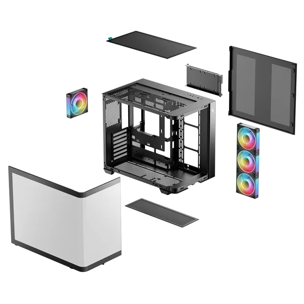 DeepCool Számítógépház - CG530U 4F (fekete, ablakos, 4x12cm A-RGB, BTF, ATX, 2xUSB3.0, 1xUSB2.0) – 8. kép