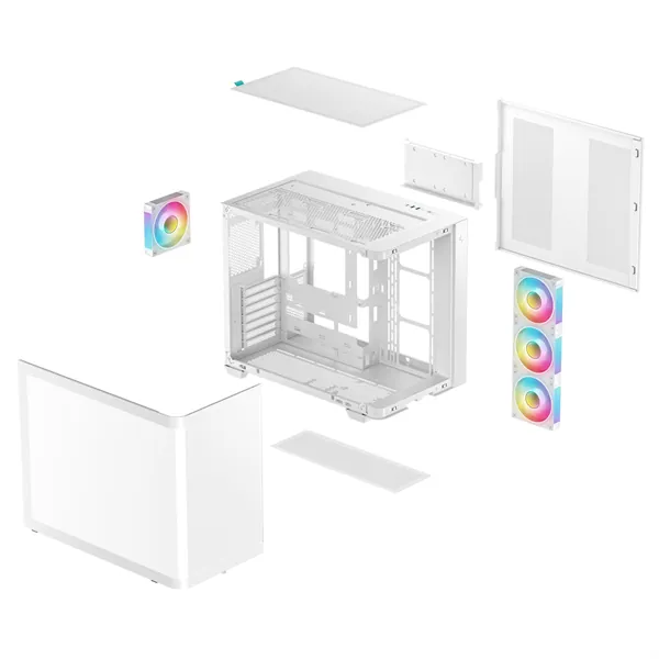 DeepCool Számítógépház - CG530U 4F WH (fehér, ablakos, 4x12cm A-RGB, BTF, ATX, 2xUSB3.0, 1xUSB2.0) – 8. kép