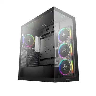 DeepCool Számítógépház - CG580 4F V2 (fekete, ablakos, 4x12cm A-RGB, BTF, ATX, 2xUSB3.0, 1xUSB2.0)