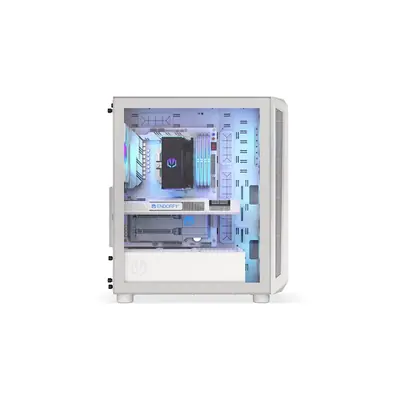 Endorfy Számítógépház - Arx 500 White ARGB (ATX/micro ATX/ITX, 1xUSB-C, 2xUSB3.0, 4x14cm LED ventilátor, ablakos, fehér) – 2. kép