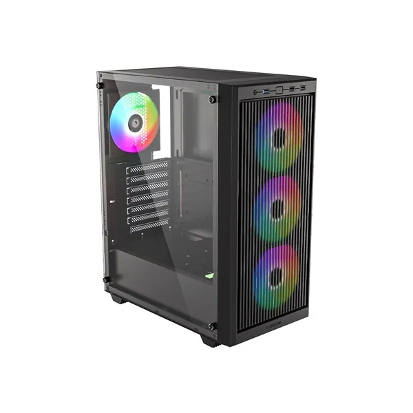 ID-Cooling Számítógépház - WARE 310 ARGB (ablakos, 4x12cm A-RGB, ATX, USB3.0, 1xUSB-C, 1xUSB2.0, fekete) – 2. kép