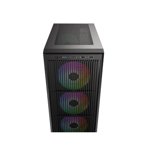 ID-Cooling Számítógépház - WARE 310 ARGB (ablakos, 4x12cm A-RGB, ATX, USB3.0, 1xUSB-C, 1xUSB2.0, fekete) – 6. kép