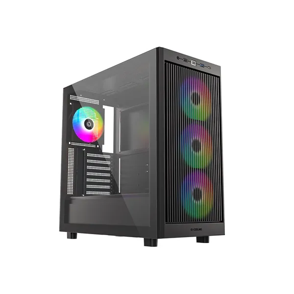 ID-Cooling Számítógépház - WARE 510 ARGB (ablakos, 4x12cm A-RGB, ATX, USB3.0, 1xUSB-C, 1xUSB2.0, fekete)