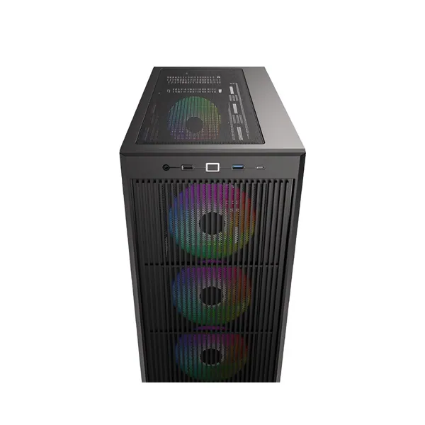 ID-Cooling Számítógépház - WARE 510 ARGB (ablakos, 4x12cm A-RGB, ATX, USB3.0, 1xUSB-C, 1xUSB2.0, fekete) – 5. kép