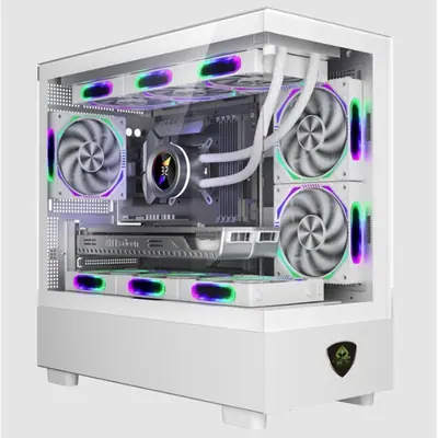 KEEP OUT Számítógépház - XC-301W GLASS (fehér, ablakos, 3x12cm ARGB venti, microATX, 1xUSB2.0, 1xUSB3.0)