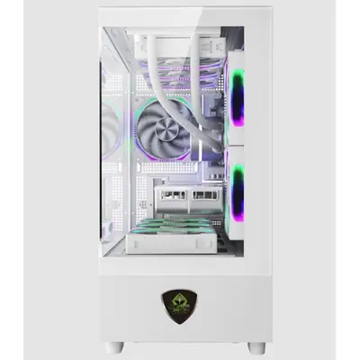 KEEP OUT Számítógépház - XC-301W GLASS (fehér, ablakos, 3x12cm ARGB venti, microATX, 1xUSB2.0, 1xUSB3.0) – 2. kép