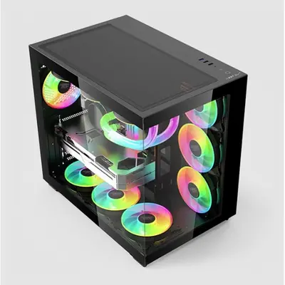 KEEP OUT Számítógépház - XC-800 PRO (fekete, ablakos, 4x12cm ARGB venti, microATX, 2xUSB2.0, 1xUSB3.0) – 2. kép