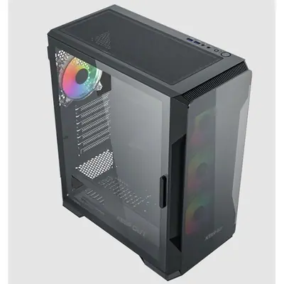 KEEP OUT Számítógépház - XC-901 PRO (fekete, ablakos, 4x12cm ARGB venti, microATX, 1xUSB3.0, 1xType-C) – 2. kép