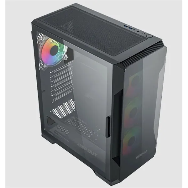 KEEP OUT Számítógépház - XC-901 PRO (fekete, ablakos, 4x12cm ARGB venti, microATX, 1xUSB3.0, 1xType-C) – 2. kép