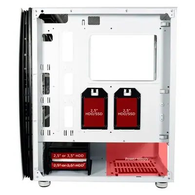 LC-Power Számítógépház - 713W - Bright Sail X (fehér, fehér belső, ablakos, mATX/ATX, 2xUSB-A 3.2, 1xUSB-C 3.2) – 2. kép