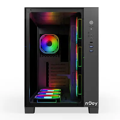 NJOY Számítógépház -  AURA (fekete, ablakos, ATX, 7x12cm, 2xUSB3.0, 1x USB-C) – 2. kép