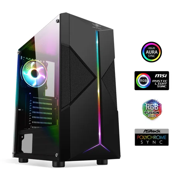 Spirit of Gamer Számítógépház - CLONE 3 Black (fekete, ablakos, 2x12cm ventilátor, alsó táp, ATX, 1xUSB3.0, 2xUSB2.0)