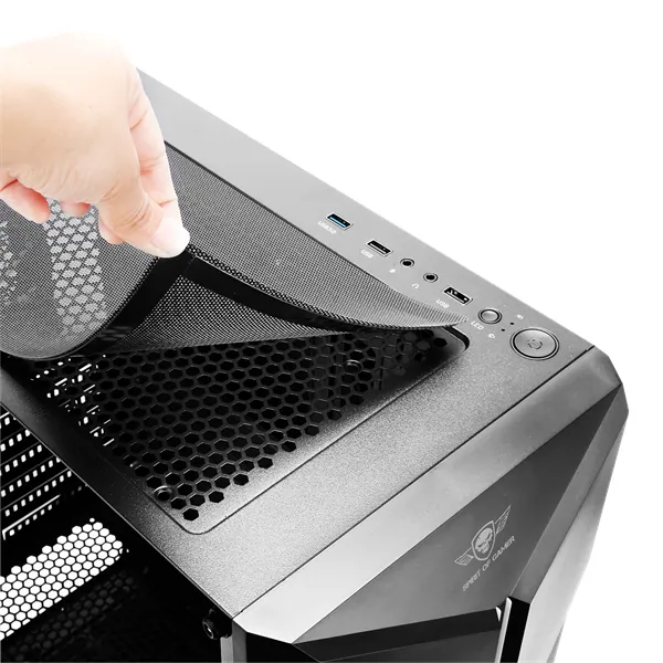 Spirit of Gamer Számítógépház - CLONE 3 Black (fekete, ablakos, 2x12cm ventilátor, alsó táp, ATX, 1xUSB3.0, 2xUSB2.0) – 6. kép