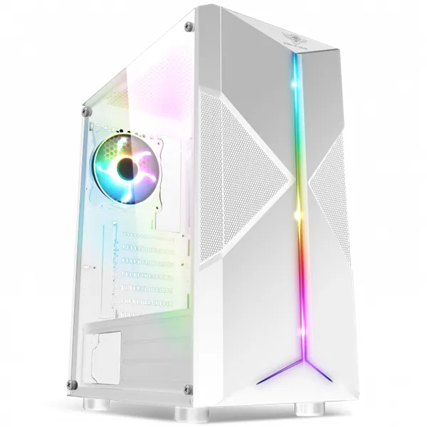 Spirit of Gamer Számítógépház - CLONE 3 White (fekete, ablakos, 2x12cm ventilátor, alsó táp, ATX, 1xUSB3.0, 2xUSB2.0)
