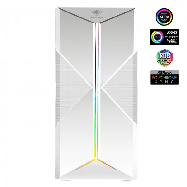 Spirit of Gamer Számítógépház - CLONE 3 White (fekete, ablakos, 2x12cm ventilátor, alsó táp, ATX, 1xUSB3.0, 2xUSB2.0) – 2. kép