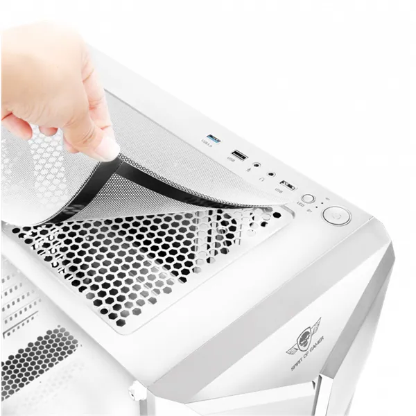 Spirit of Gamer Számítógépház - CLONE 3 White (fekete, ablakos, 2x12cm ventilátor, alsó táp, ATX, 1xUSB3.0, 2xUSB2.0) – 4. kép