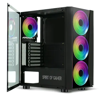 Spirit of Gamer Számítógépház - GHOST III RGB (fekete, ablakos, 4x12cm ventilátor, ATX, mATX, 2xUSB3.0, 1xUSB2.0) – 2. kép