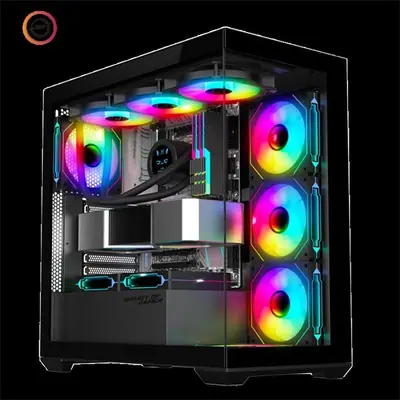 Spirit of Gamer Számítógépház - SPARK Black (fekete, ablakos, 6x12cm ventilátor, alsó táp,  ATX, 2xUSB3.0, 1xUSB-C) – 2. kép